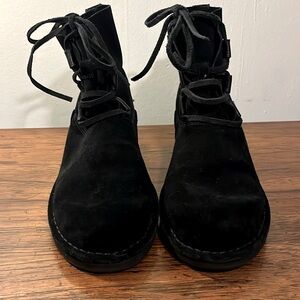 UGG Elvi Black Suede Lace Up Ankle Boots
